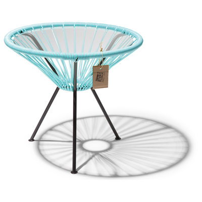 Table Japón bleu pastel avec plateau en verre