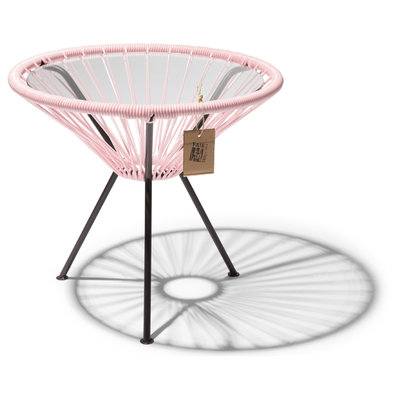 Tavolino Japón rosa pastello con piano in vetro