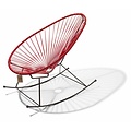 Silla Acapulco Silla Acapulco mecedora hecha a mano, roja, base en negro
