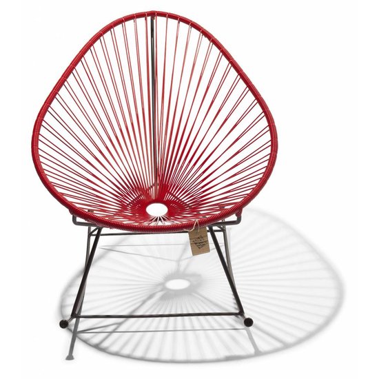 Silla Acapulco Handmade Acapulco rocking chair red, black frame