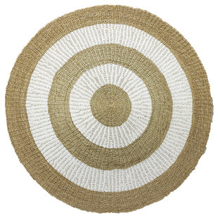 Alfombra, Ø 200cm, tejida a mano, marrón/blanco