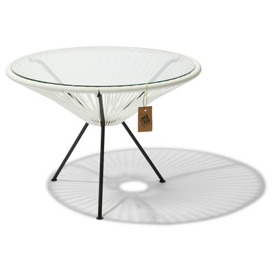 Table Japón XL blanc avec plateau en verre