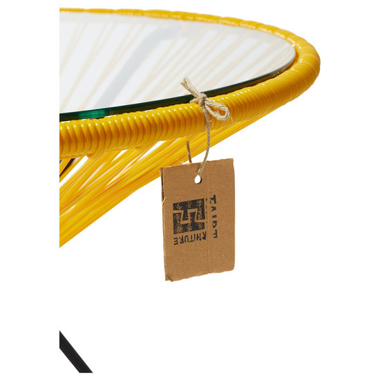 Silla Acapulco Table Japón XL yellow with glass table top