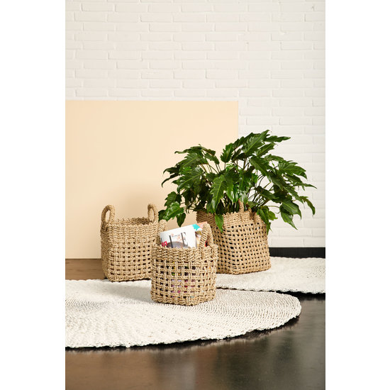 Fair Furniture Tapijt, rond, handgeweven, wit