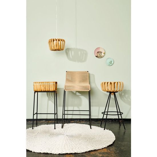 Fair Furniture Tappeto, rotondo, intrecciato a mano, bianco