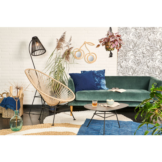 Fair Furniture Couverture Ubud bleu indigo 120x250cm