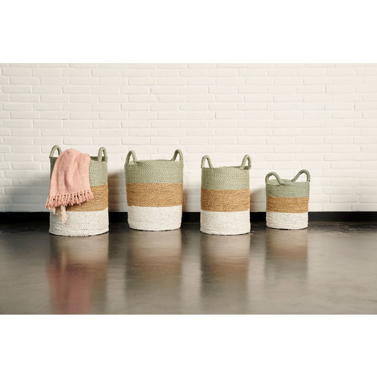 Fair Furniture Cestini, set di 4, rotondi, tessuti a mano