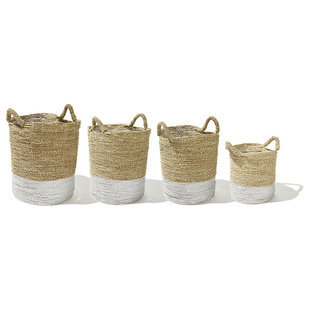 Baskets, set of 4, round, handwoven