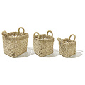 Fair Furniture Cestas, juego de 3, cuadrado, tejido a mano