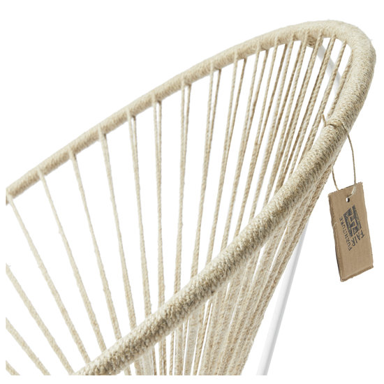 Silla Acapulco Fauteuil Condesa en chanvre 100% naturel, cadre blanc