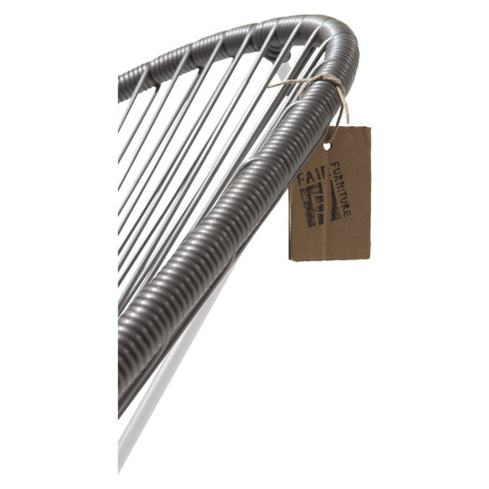 Silla Acapulco Fauteuil Acapulco argent grise, faite à la main au Mexique,  cadre blanc