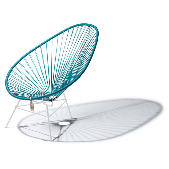 Silla Acapulco Handgemaakte Acapulco stoel petrol blauw, wit frame