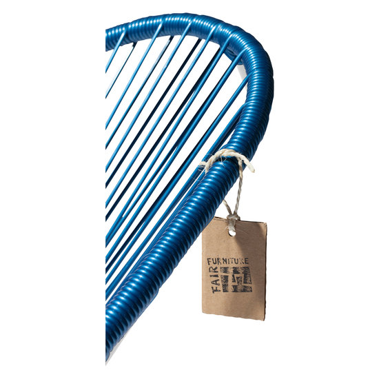 Silla Acapulco Silla Acapulco azul metálico, hecha a mano, estructura blanca