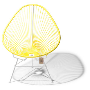 Silla Acapulco amarillo canario, estructura blanca