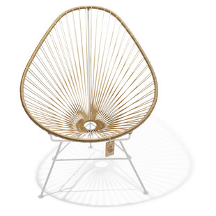 Fauteuil Acapulco doré, cadre blanc