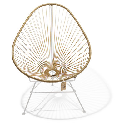 Silla Acapulco dorado con estructura blanca, hecha a mano