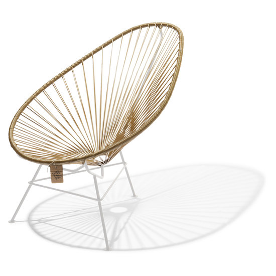 Silla Acapulco Fauteuil Acapulco doré avec cadre blanc, faite à la main au Mexique