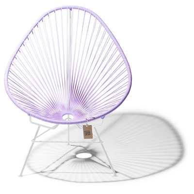 Fauteuil Acapulco lila avec cadre blanc, faite à la main au Mexique