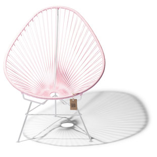 Fauteuil Acapulco rose pastel, cadre blanc