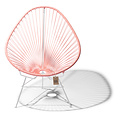 Silla Acapulco Fauteuil Acapulco rose saumon avec cadre blanc, faite à la main au Mexique