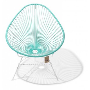 Fauteuil Acapulco turquoise clair, cadre blanc