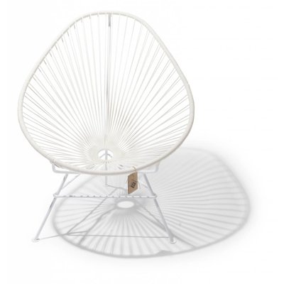Silla Acapulco blanca hecha a mano, estructura blanca