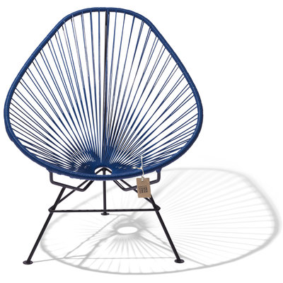 Handmade Acapulco chair navy blue, black frame