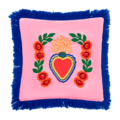Cojín Milagro Corazón rosa 45x45cm, con flecos de terciopelo