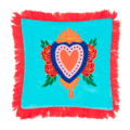 Cushion Milagro Heart light blue 45x45cm, with velvet fringes