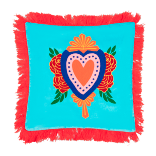 Cojín Milagro Corazón azul claro