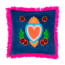 Coussin Milagro Coeur bleu foncé 45x45cm, à franges en velours