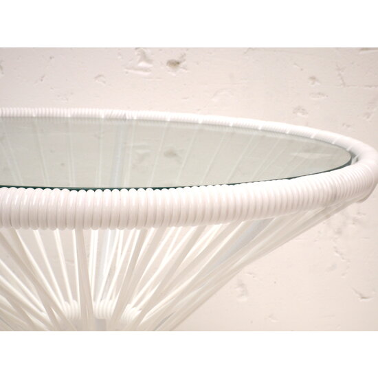 Silla Acapulco Mesa Japón blanca con tablero de vidrio