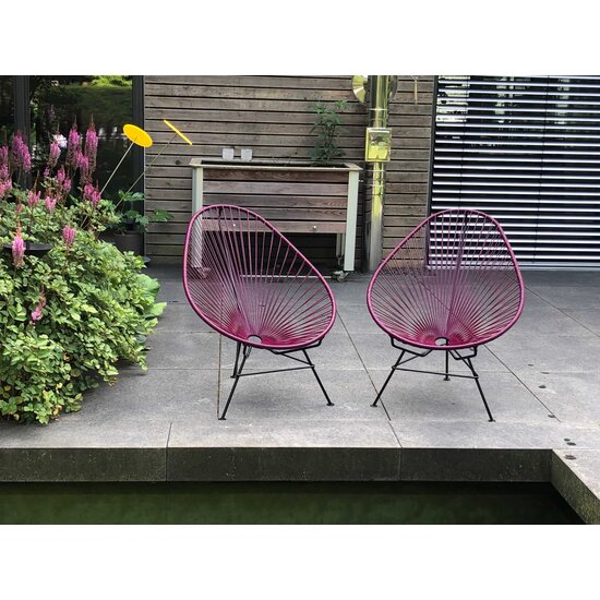 Silla Acapulco Handgemaakte Acapulco stoel violet wijnkleur, zwart frame