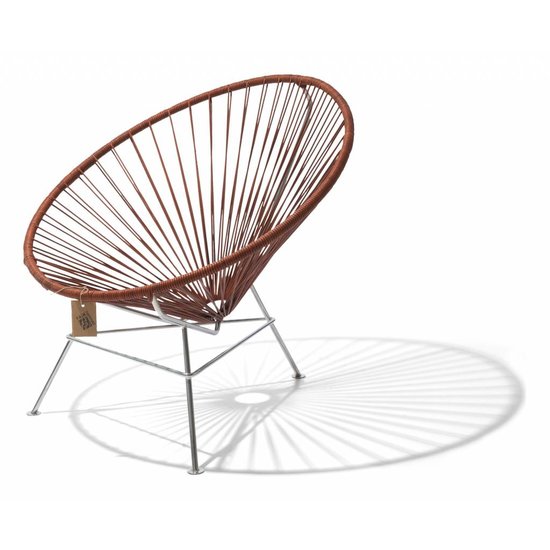 Silla Acapulco Condesa stoel handgeweven leder, frame in chroom