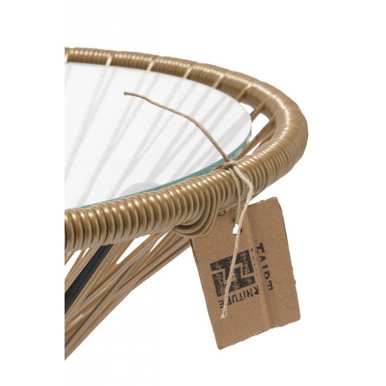 Silla Acapulco Tisch Japón goldfarben mit Glastischplatte