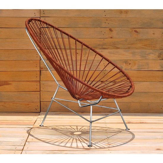 Silla Acapulco Silla Acapulco de cuero natural con cromo