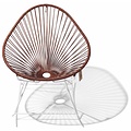 Silla Acapulco Silla Acapulco mecedora, edición de cuero natural con base en blanco