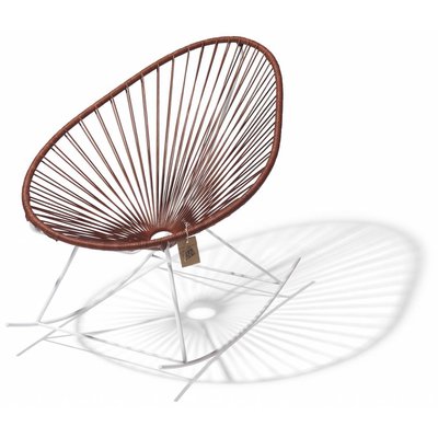 Fauteuil à bascule Acapulco edition en cuir, cadre blanc