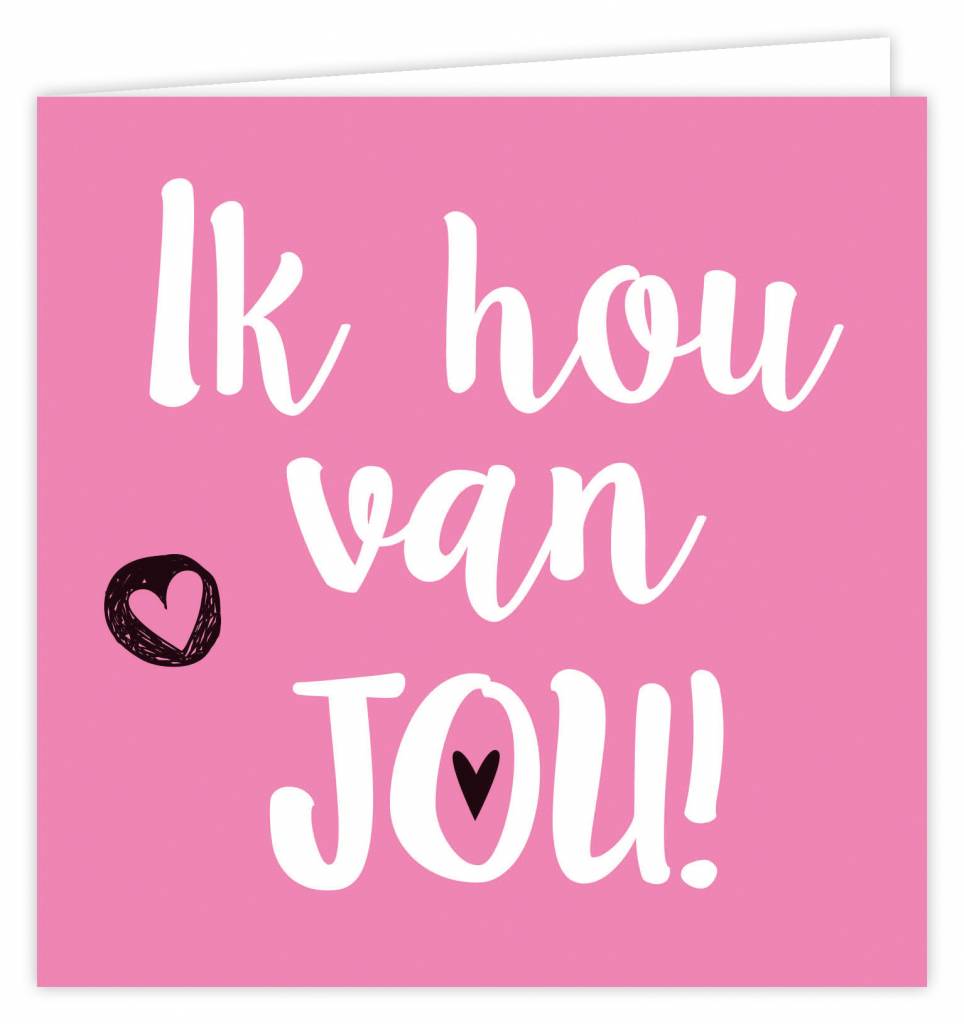 Cat Wenskaart, Roze, Ik Hou Van Jou! - Give-X