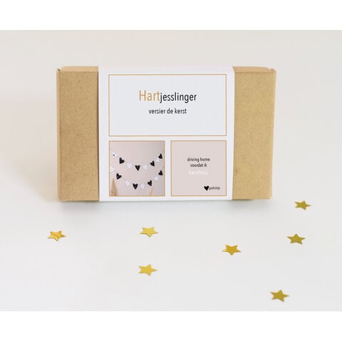 Cadeaudoosje hartjesslinger 'kerst' 5 st.