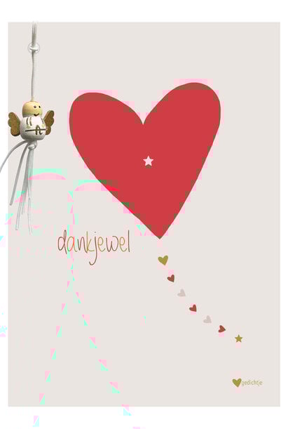 Postkaart incl. geluksbedel 6 st.