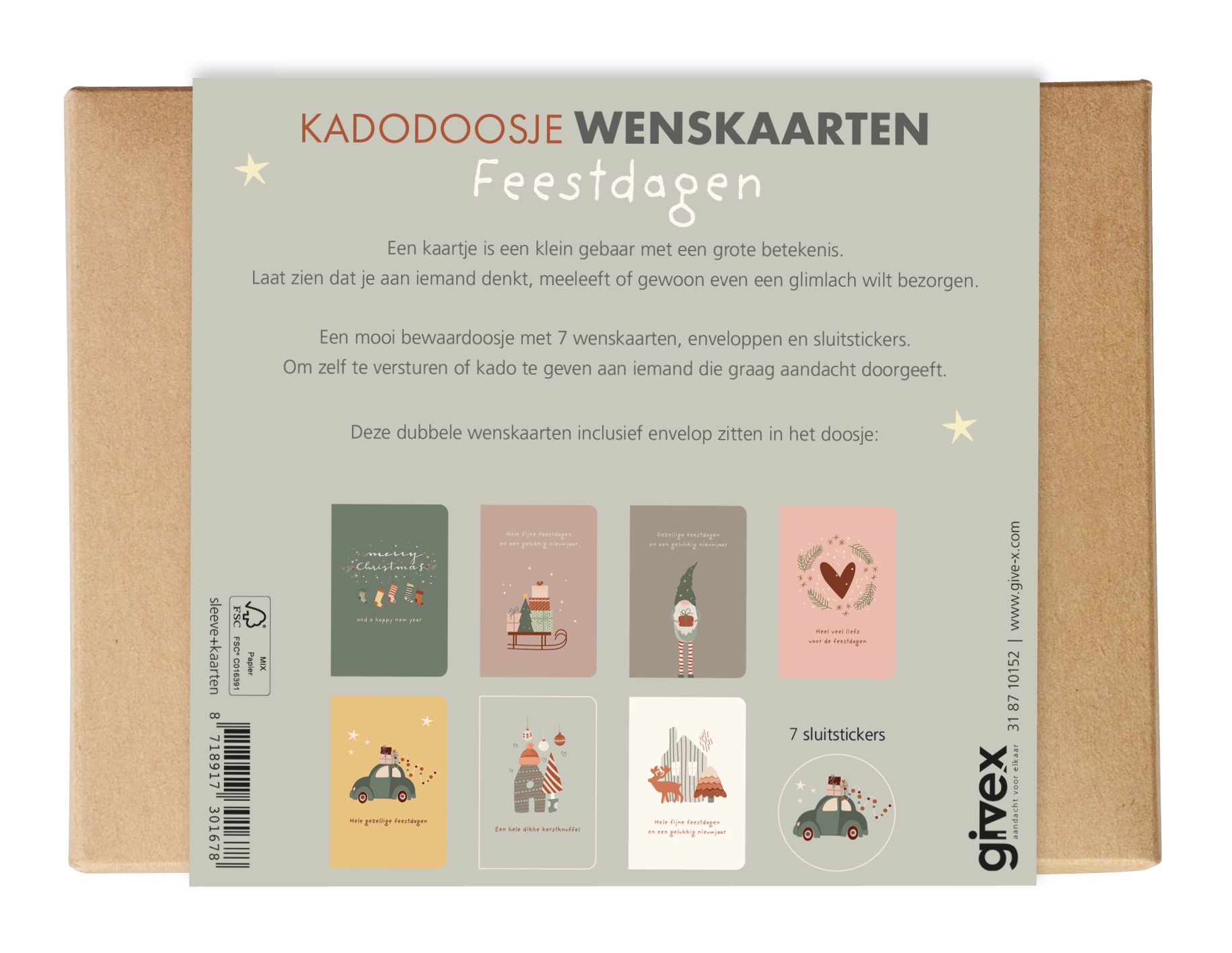 Kadodoosje wenskaarten Feestdagen 5 st.-4