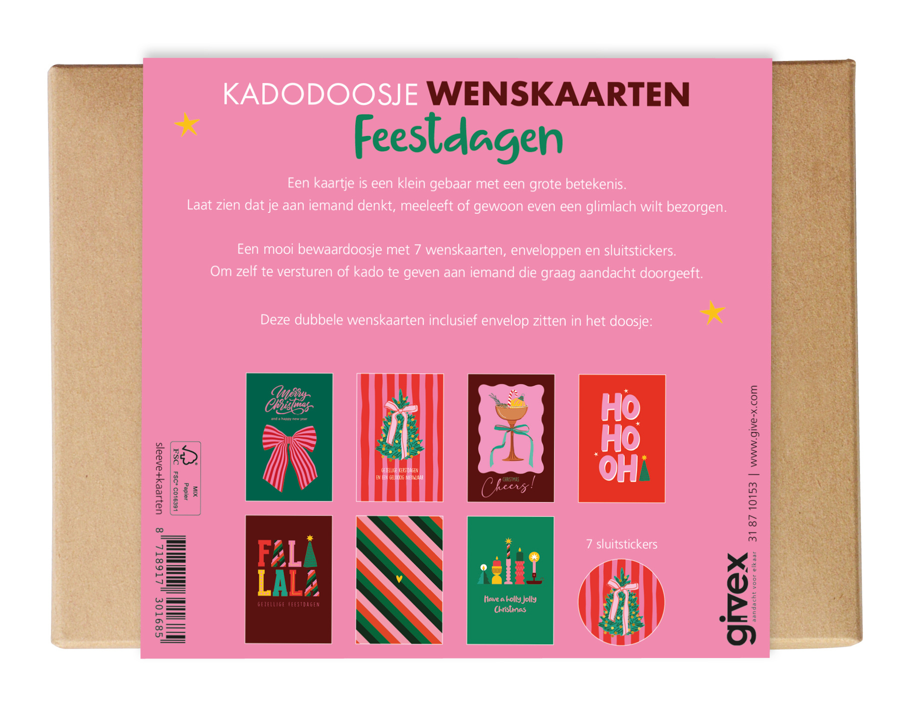 Kadodoosje wenskaarten Feestdagen 5 st.-4