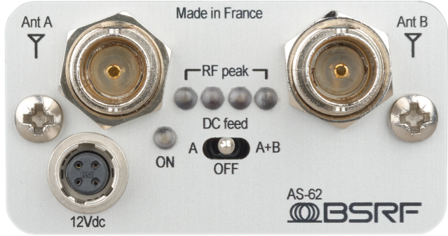 BSRF AS-62 aktiver Zweikanal-Antennensplitter für den Einsatz in der Audiotasche
