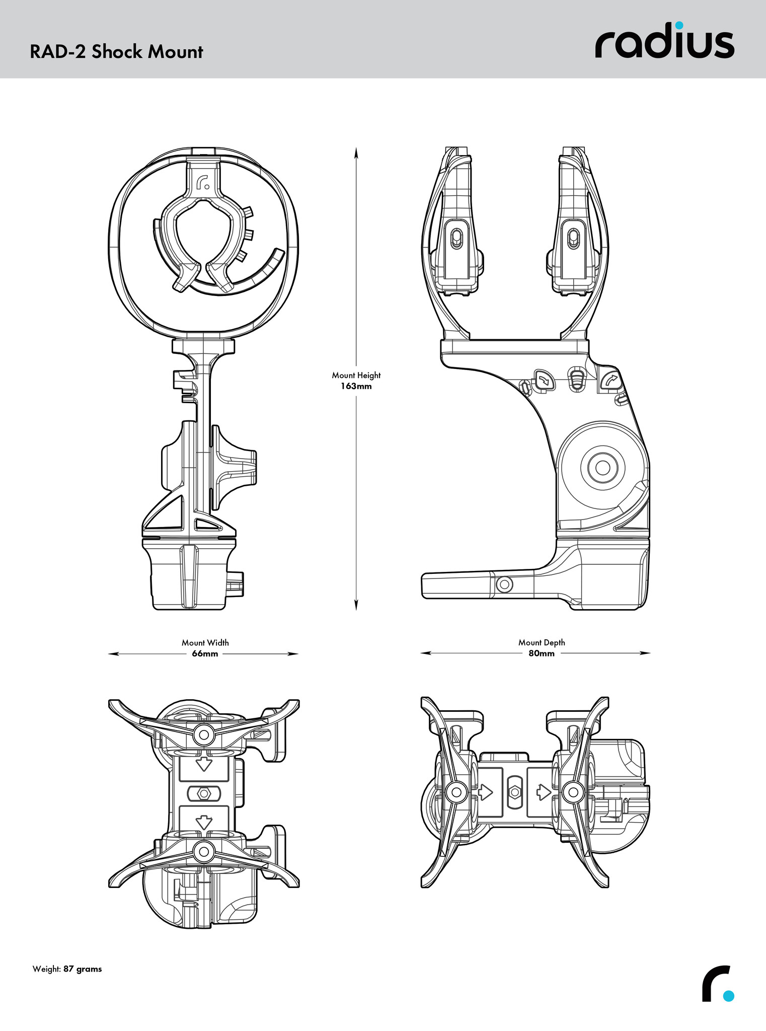 Radius Windshields Radius Windshields RAD-2 Shock-Mount, Exterior Boom