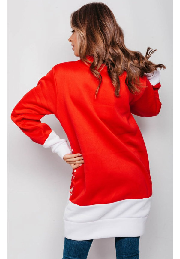 Sweater Jurk Rendier Rood - Dames