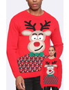 Kersttrui Rudolph en Kleine Santa's Rood - Unisex