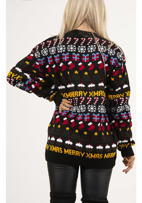 Kersttrui Noors Merry Xmas Zwart - Dames