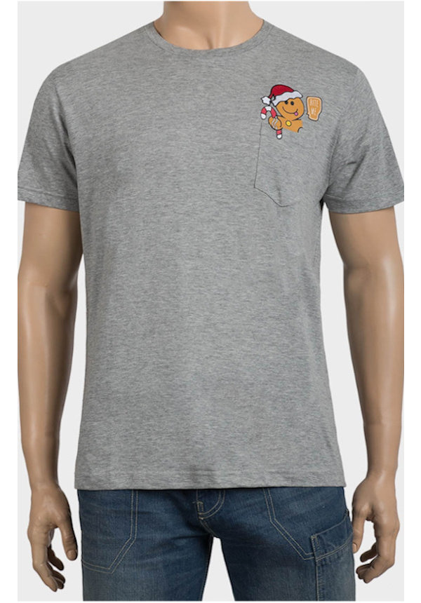 T-shirt Ginger Cookie Grijs - Heren - 123kersttrui