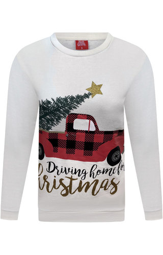 Kersttrui  Auto Kerstboom Beige - Dames 